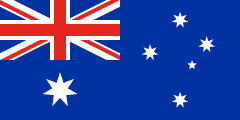 blue British ensign, white 7-pointed star and southern cross
