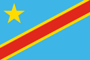 blue, yellow star, diagonal red stripe outlined in yellow