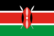 black-red-green, white outlines, shield and spears emblem