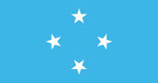 blue, diamond of four white stars