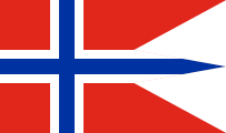 red, white-blue nordic cross, swallowtail cut