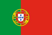 red, thick green stripe, yellow armillary sphere, coat of arms