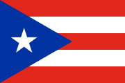 5 red-white stripes, blue triangle, white star