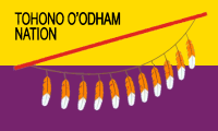 yellow-purple, feathered staff and 