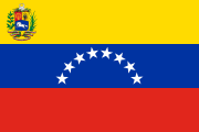 yellow-blue-red, arc of 8 white stars, coat of arms